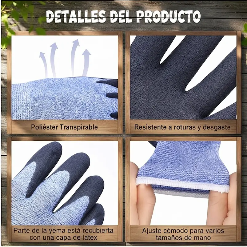 Guantes Protectores Jardíneria Para Niños Agarre De Goma 7