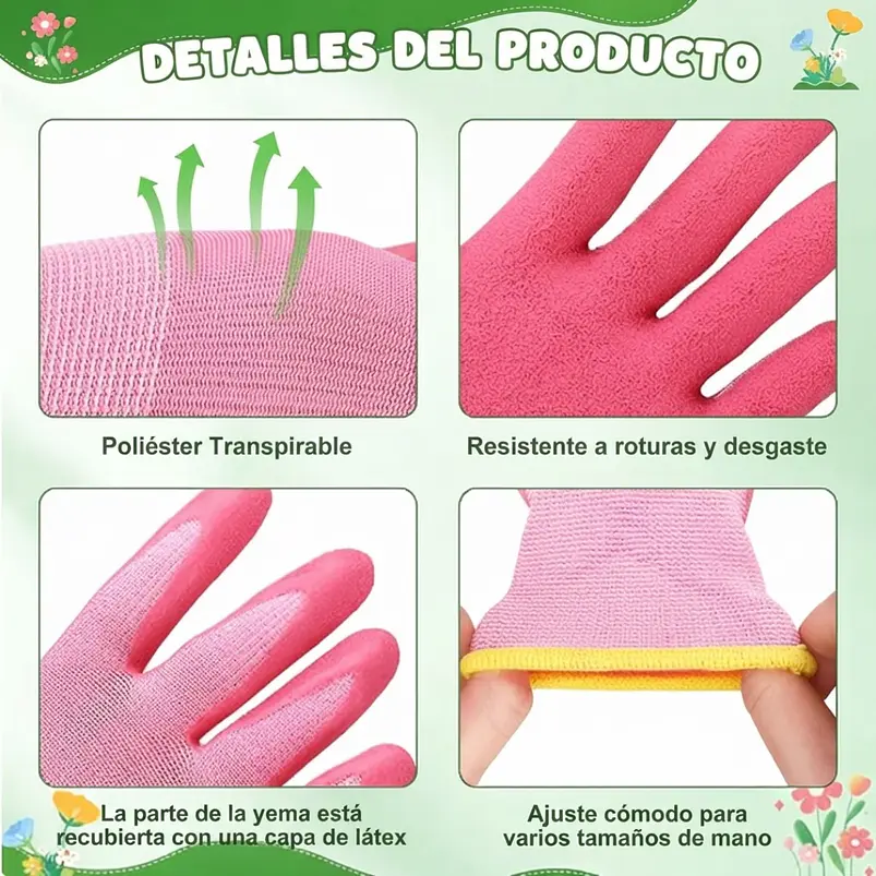 Guantes De Jardinería y Proteccion Antideslizantes Para Niños 4