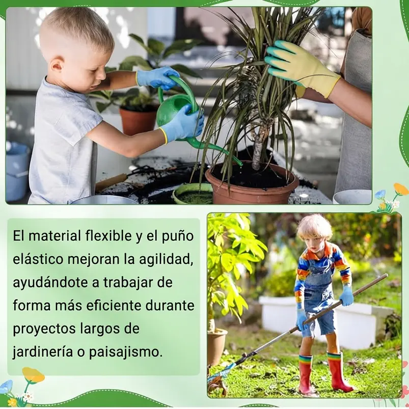 Guantes De Jardinería y Proteccion Antideslizantes Para Niños 7