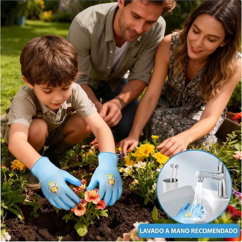 Guantes de Proteccion y Jardíneria Para Niños Agarre en Goma 8