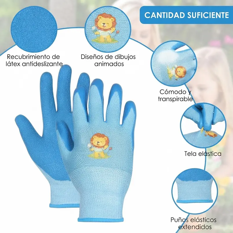 Guantes de Proteccion y Jardíneria Para Niños Agarre en Goma 7
