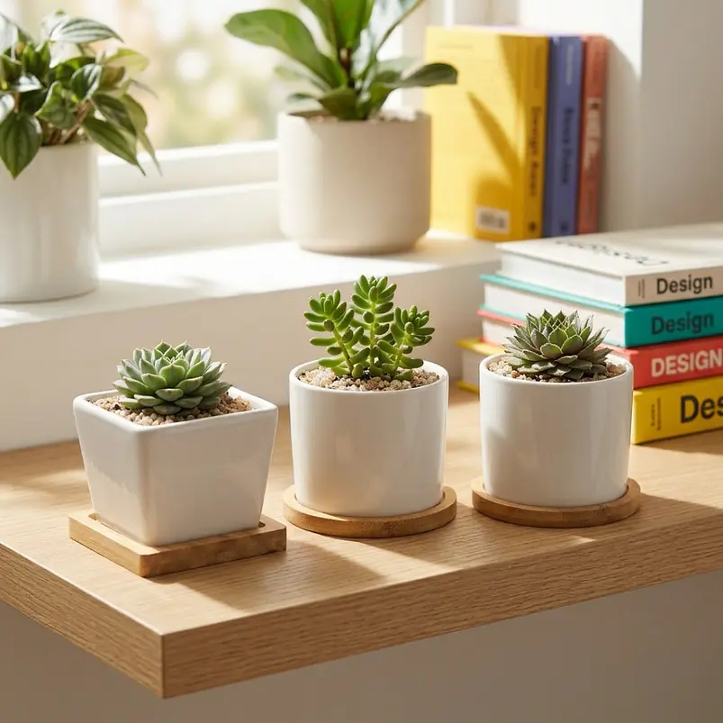 Set x3 mini macetas ceramica decorativas suculentas 5