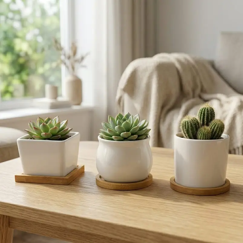 Set x3 mini macetas ceramica decorativas suculentas 6