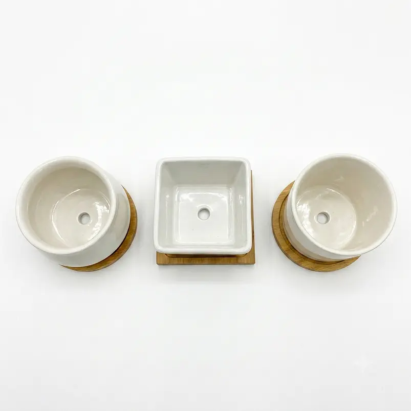 Set x3 mini macetas ceramica decorativas suculentas 3
