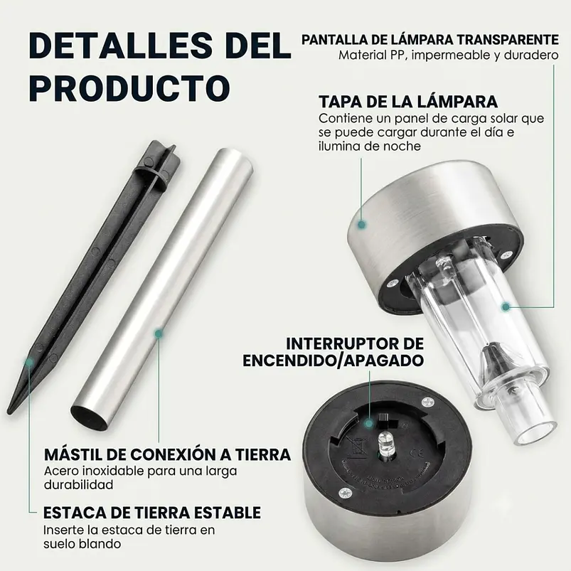 Estacas y Lámparas Solares LED Decorativas de Jardín 4