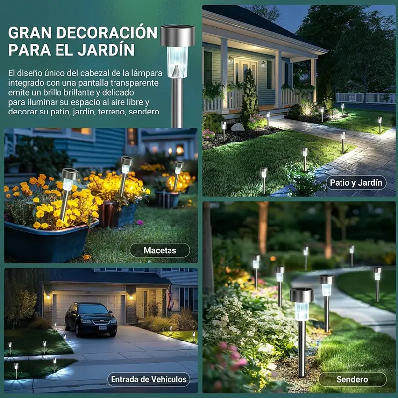 Estacas y Lámparas Solares LED Decorativas de Jardín 7