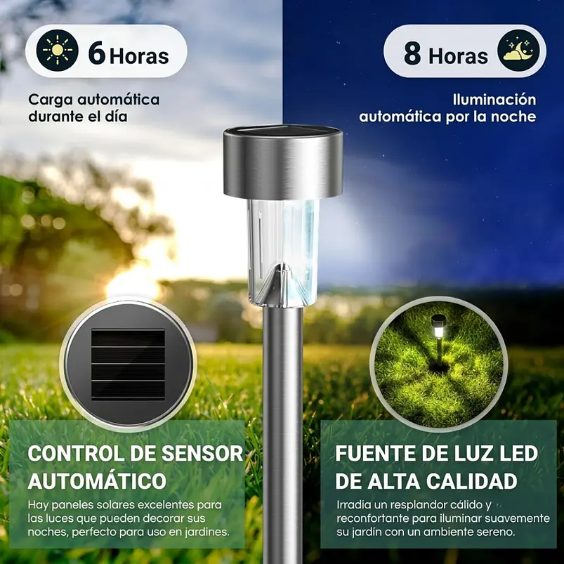 Estacas y Lámparas Solares LED Decorativas de Jardín 8