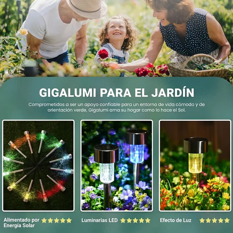 Estacas y Lámparas Solares LED Decorativas de Jardín 13