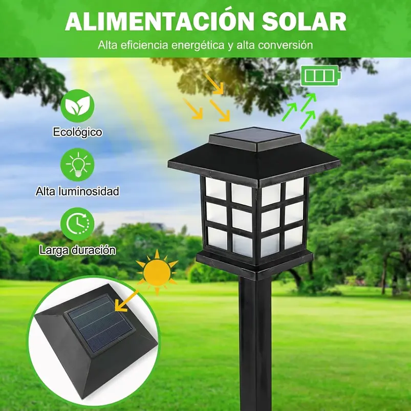 Estacas y Lámparas Solares LED Decorativas de Jardín 17