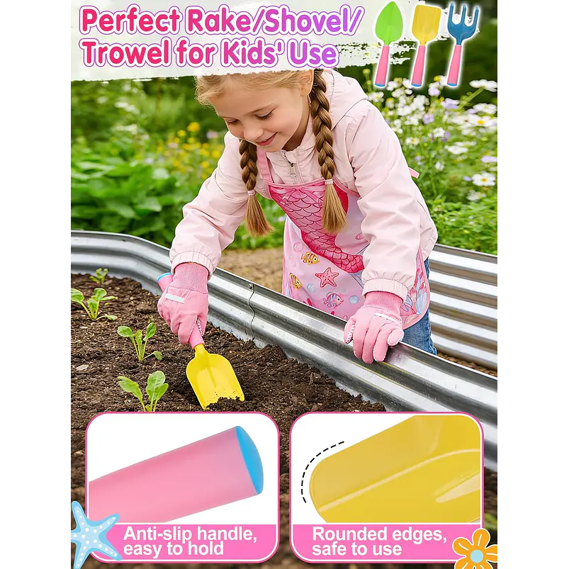 Kit Jardinería Niña Herramientas, Bolso y Delantal Sirena 4