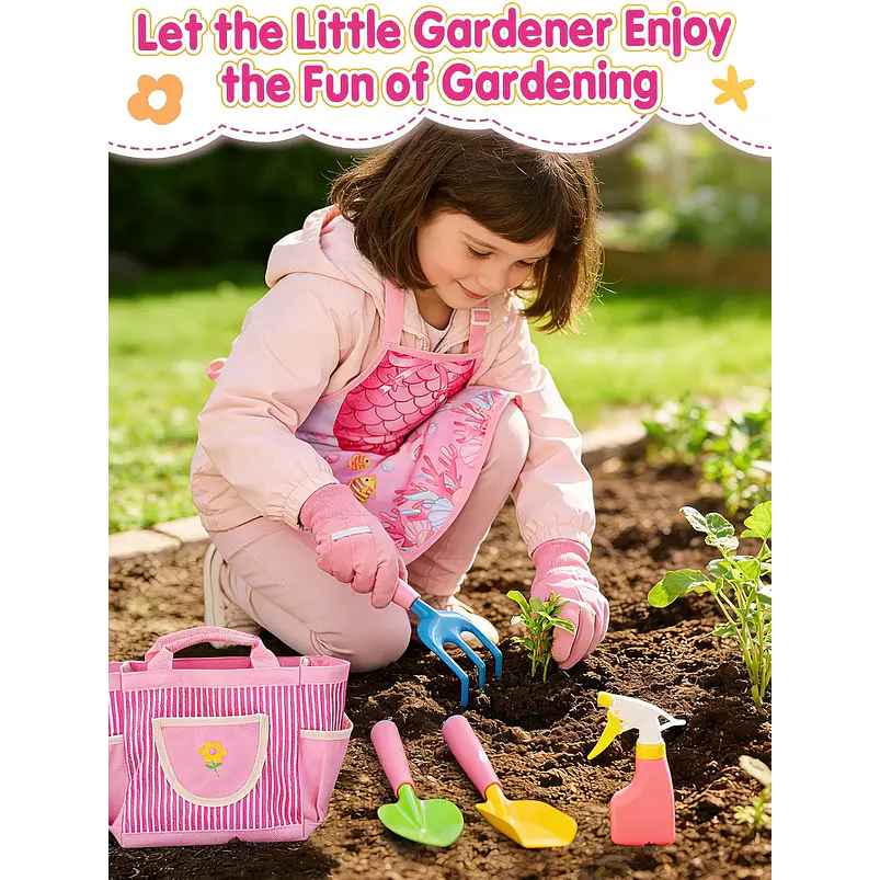 Kit Jardinería Niña Herramientas, Bolso y Delantal Sirena 5