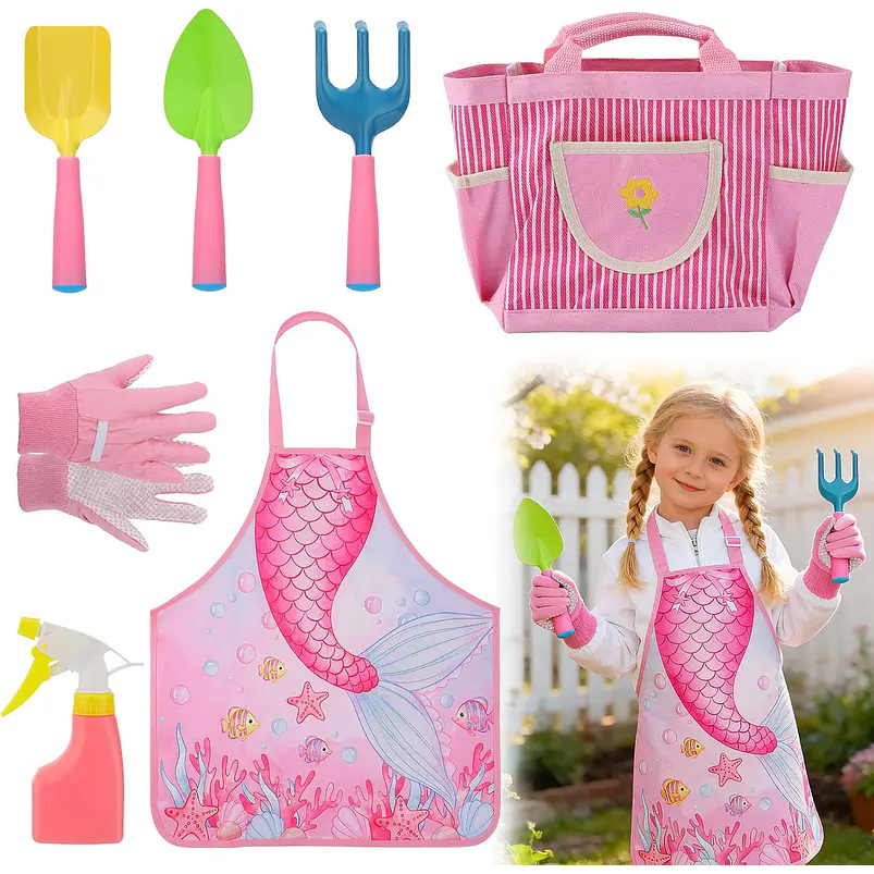 Kit Jardinería Niña Herramientas, Bolso y Delantal Sirena 1