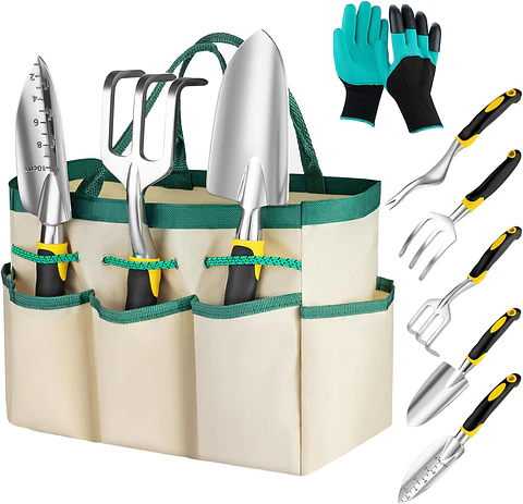  Kit esencial de Herramientas De Jardínieria Huerto y Cultivo Ergonómicas En Aluminio 