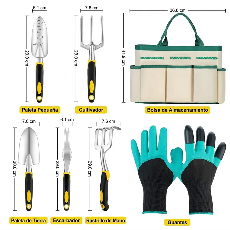 Set Herramientas De Jardín Ergonómicas De Aluminio 7 Piezas 2