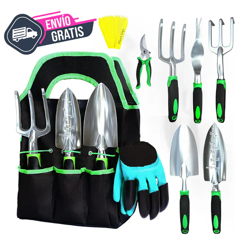 Kit Herramientas de Jardinería Huerto y Cultivo + Bolso Organizador 1