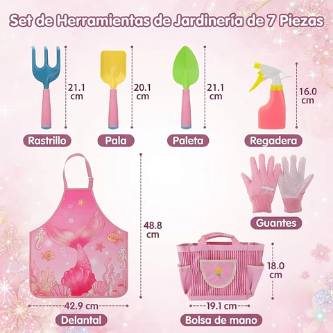 Kit Esencial de Herramientas de Jardinería Para Niñas, Huerto y Cultivo