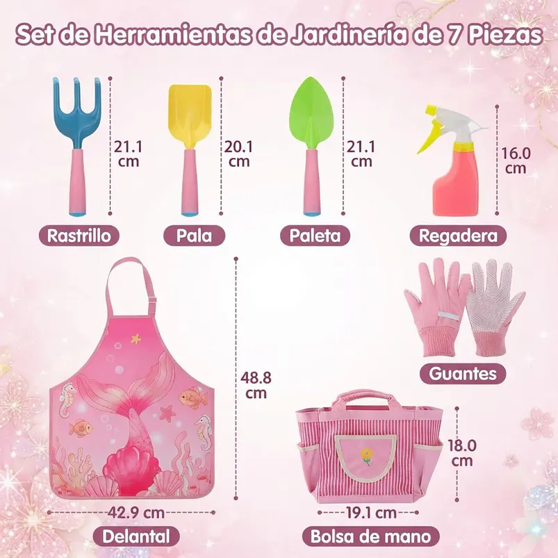 Kit Esencial de Herramientas de Jardinería Para Niñas, Huerto y Cultivo 2