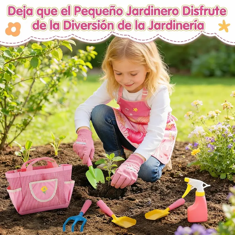 Kit Esencial de Herramientas de Jardinería Para Niñas, Huerto y Cultivo 5