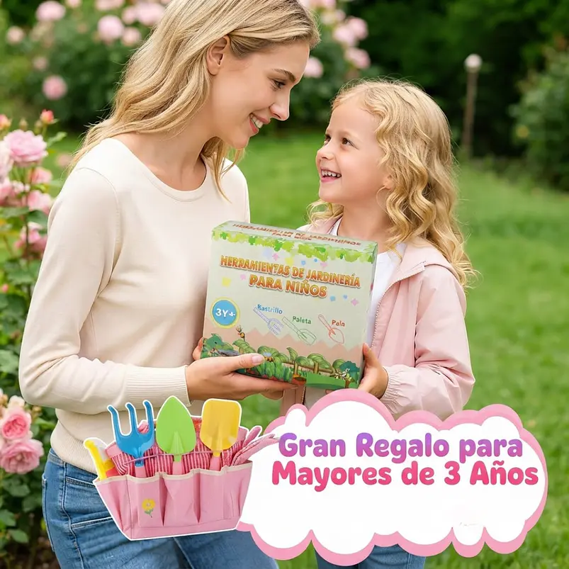Kit Esencial de Herramientas de Jardinería Para Niñas, Huerto y Cultivo 7