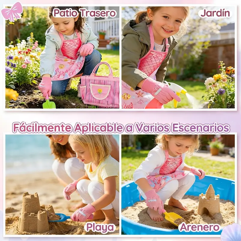 Kit Esencial de Herramientas de Jardinería Para  Niñas, Huerto y Cultivo 3