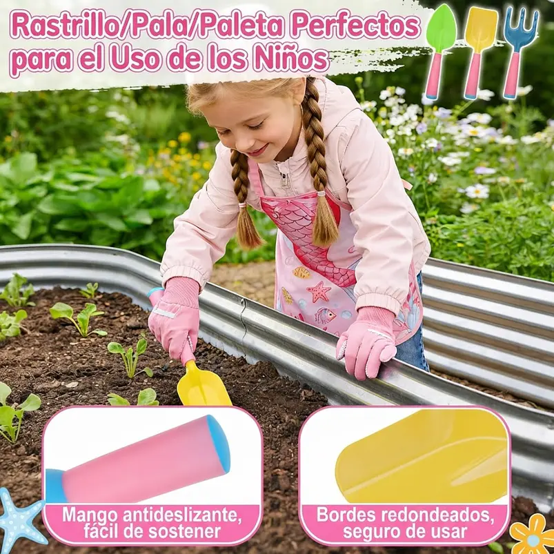 Kit Esencial de Herramientas de Jardinería Para  Niñas, Huerto y Cultivo 4