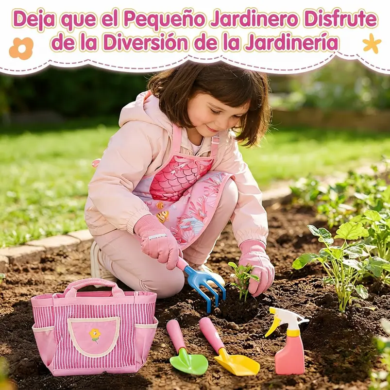 Kit Esencial de Herramientas de Jardinería Para  Niñas, Huerto y Cultivo 5