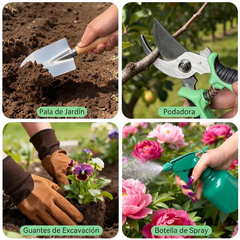 Kit Completo De Jardinería Herramientas Inoxidables más Bolso 3