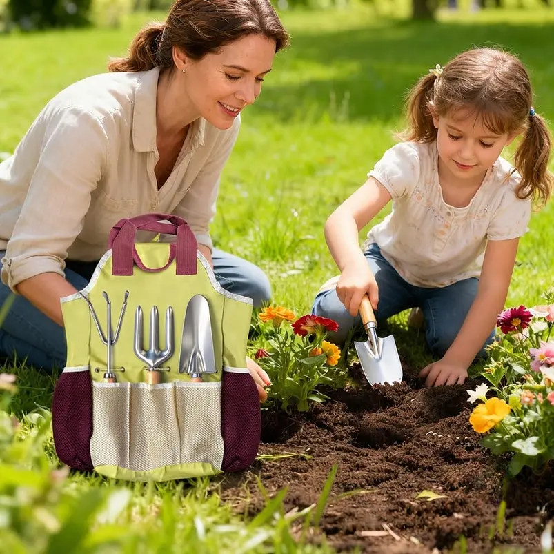 Kit Completo De Jardinería Herramientas Inoxidables más Bolso 5
