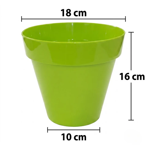 Maceta Plástica Milán Brillante 18cm Diámetro x16cm Alto