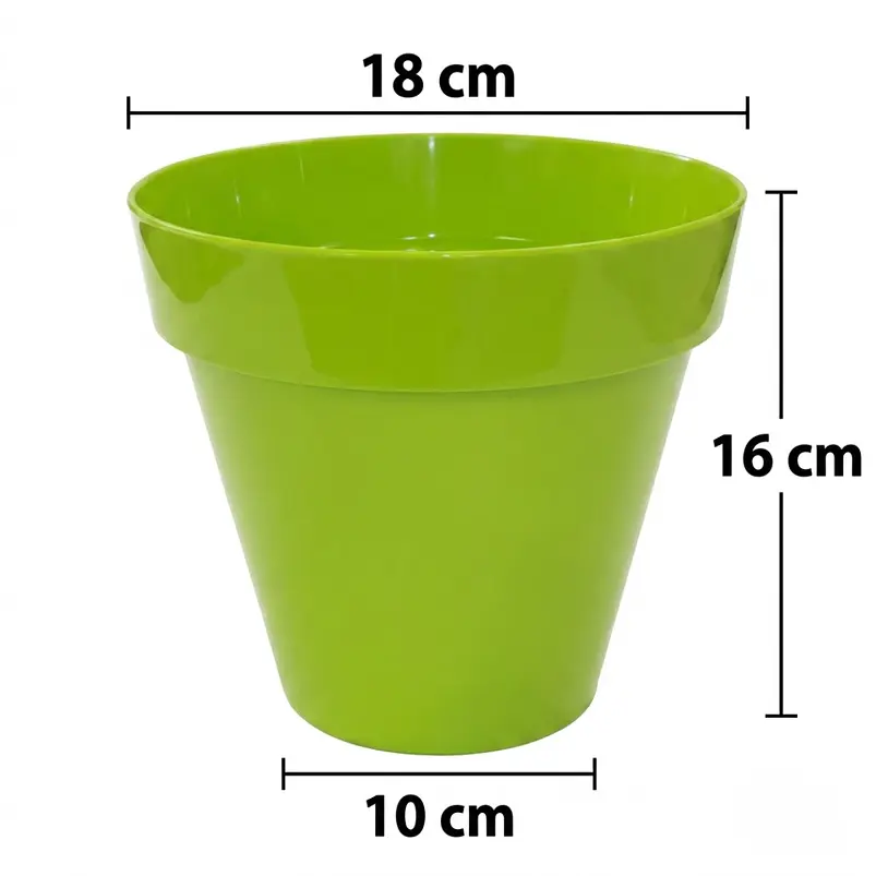 Maceta Plástica Milán Brillante 18cm Diámetro x16cm Alto 2