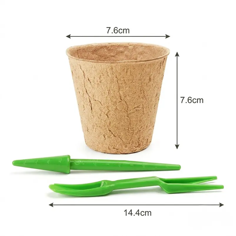 Kit Siembra Macetas Biodegradable x100 Más 20 Etiquetas Más 3 Herramientas 2