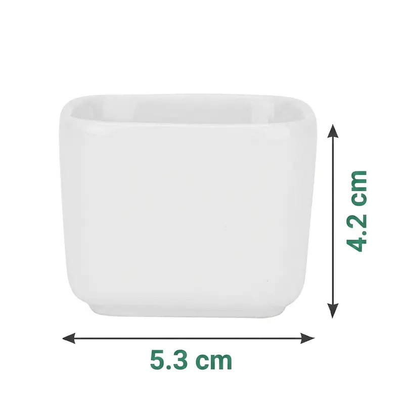 Maceta Cerámica Cuadrada Pequeña Blanca Premium Más plato Bambú 2