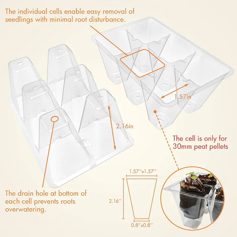Bandejas De Germinación 6 Celdas Transparentes x120 Unidades 3
