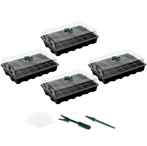 Kit Bandejas De Germinación 24 Celdas Con Cúpula Pack X4