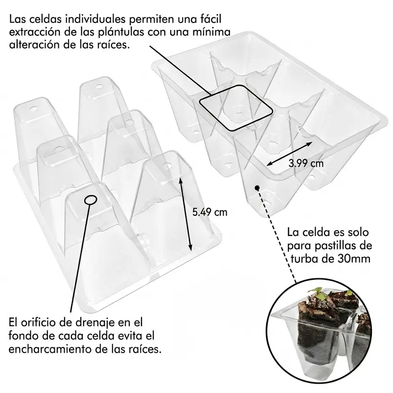 Bandejas De Germinación 6 Celdas Transparentes x120 Unidades 3