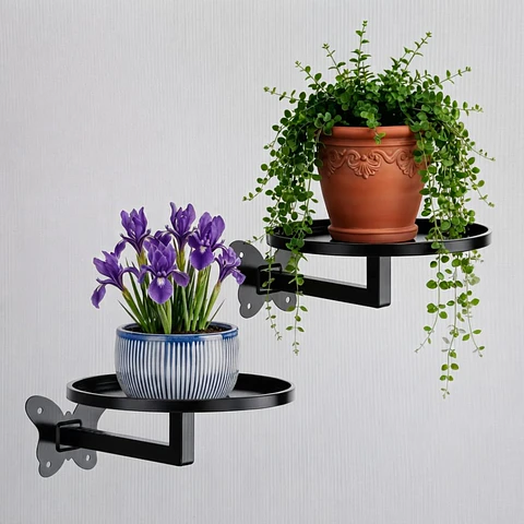 Soporte Para Plantas en Mecetas de Pared Metalico x2 Unidades