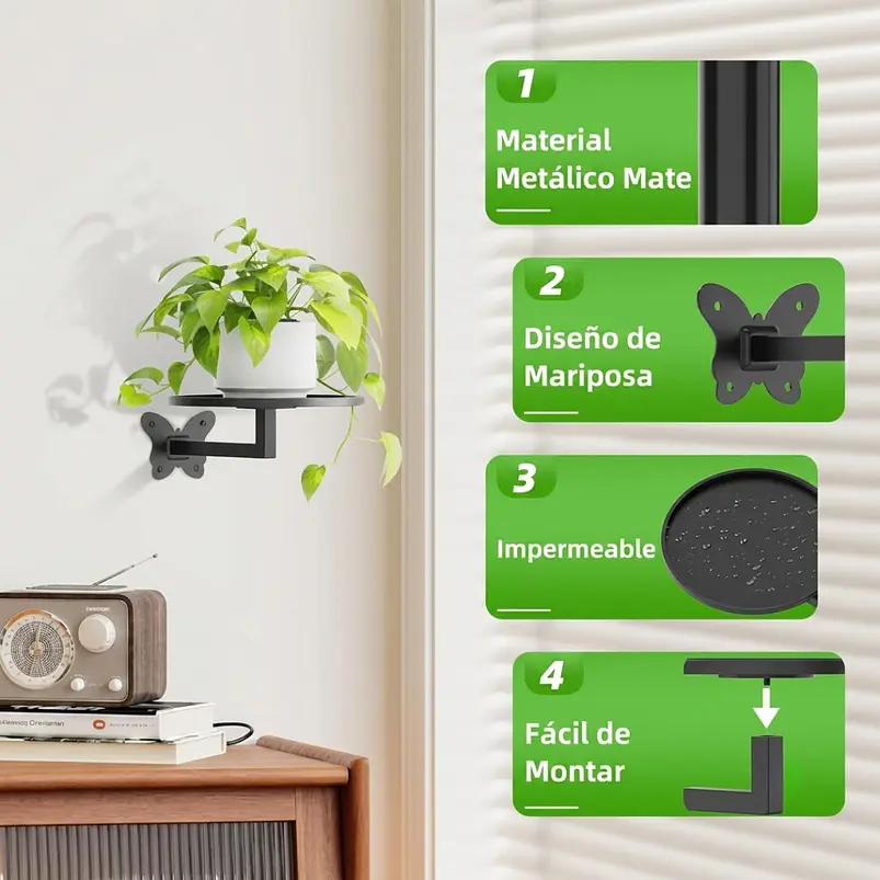Soporte De Pared Mariposa Para Macetas x2 Unidades 5