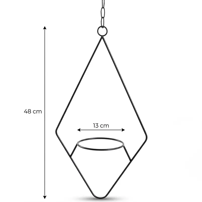 Soporte de Plantas Diseño Rombo Para Macetas Colgante 48cms Alto x 13cm Diámetro 4