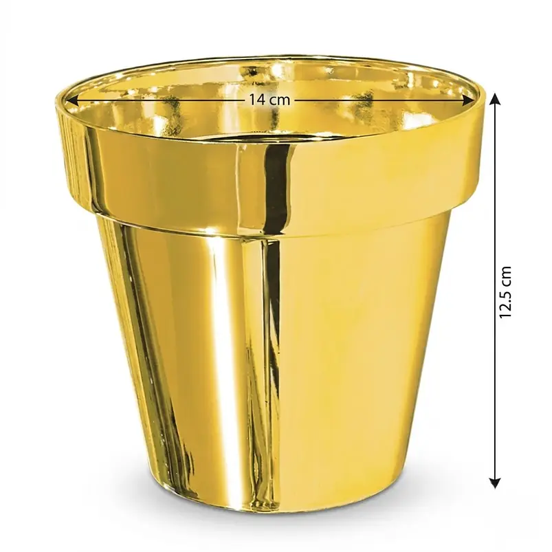 Soporte Más Maceta de Mesa Metalizado 18,5cm Alto x13 cm Diámetro  7