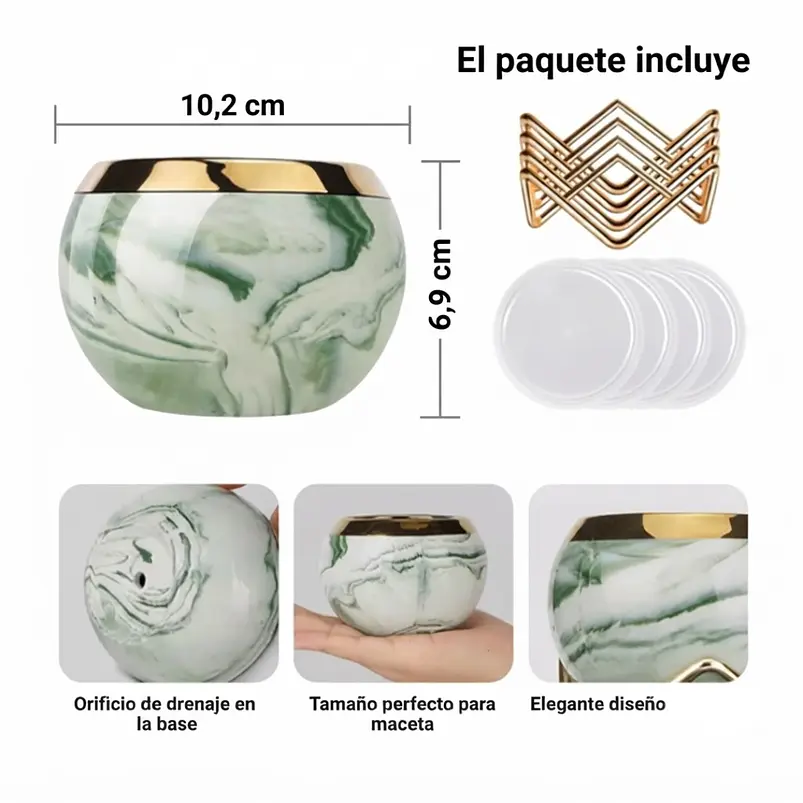 Juego Macetas x4 Unidades Decorativa Suculentas Cactus de Mesa 7