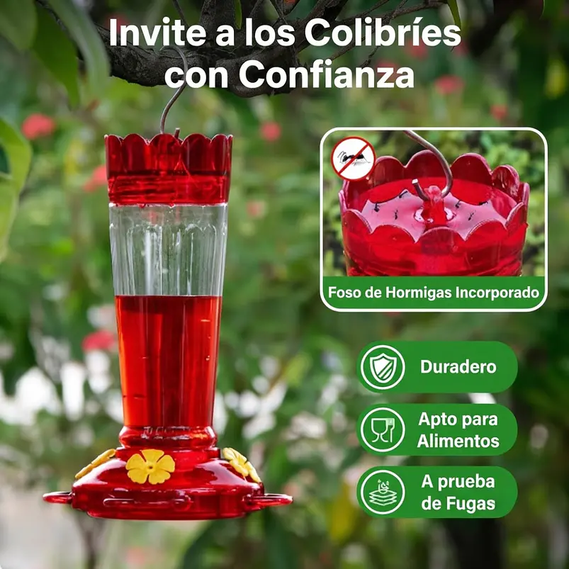 Bebedero Aves Colibríes Plástico Premiun Con Sistemas Antifugas x2 Unidades 4