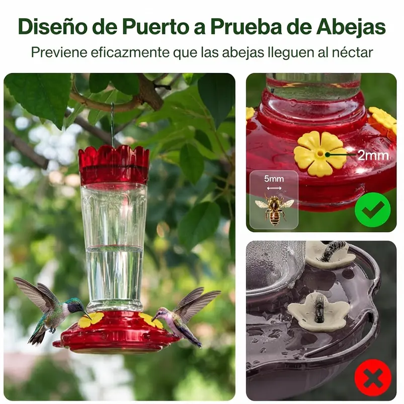 Bebedero Aves Colibríes Plástico Premiun Con Sistemas Antifugas x2 Unidades 5