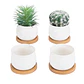 Maceta Cerámica x4 unidades más platillo bambú cactus 6cm diámetro x5.5cm alto - Miniatura 1