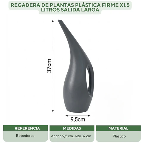 Regadera De Plantas Plástica Firme x1.5 Litros Salida Larga