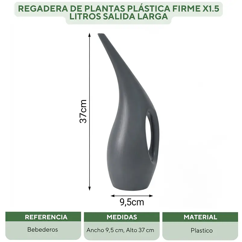 Regadera De Plantas Plástica Firme x1.5 Litros Salida Larga 2