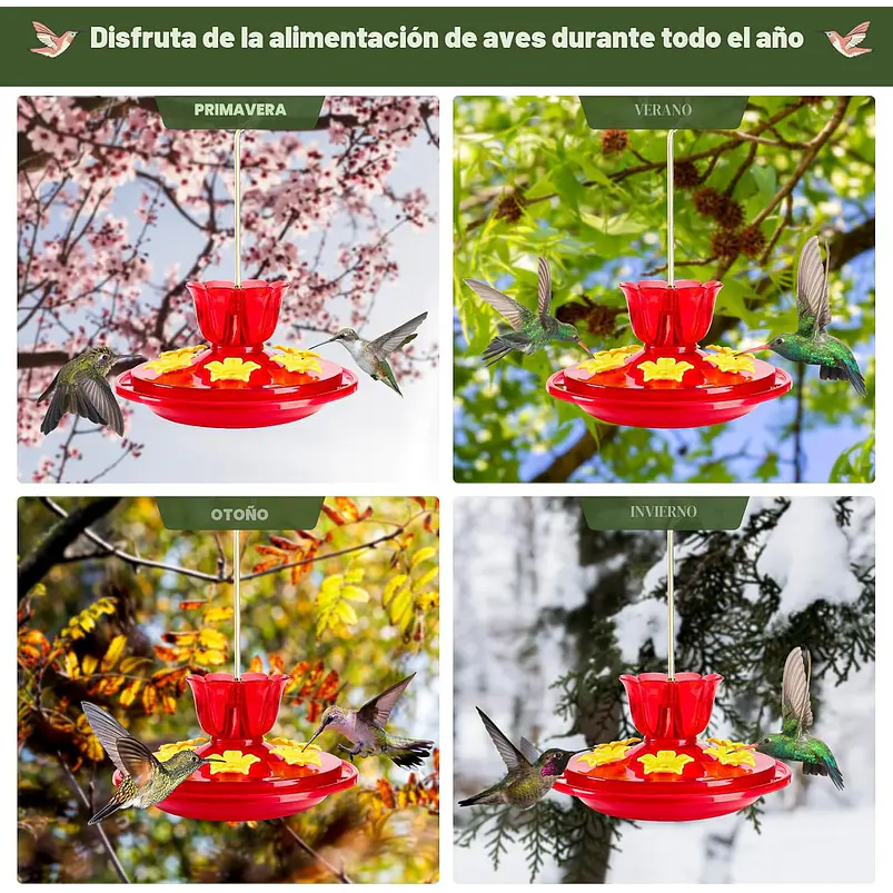 Bebedero Colibrí 200ml Colgante Plástico 6 Puertos x2 Unidades 6