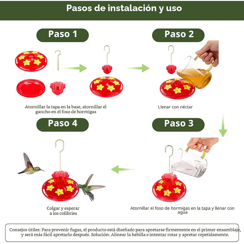 Bebedero Colibrí 200ml Colgante Plástico 6 Puertos x2 Unidades 4