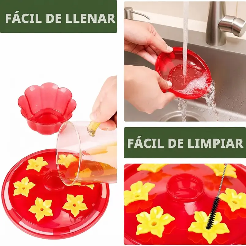 Bebedero Colibrí 200ml Colgante Plástico 6 Puertos x2 Unidades 5