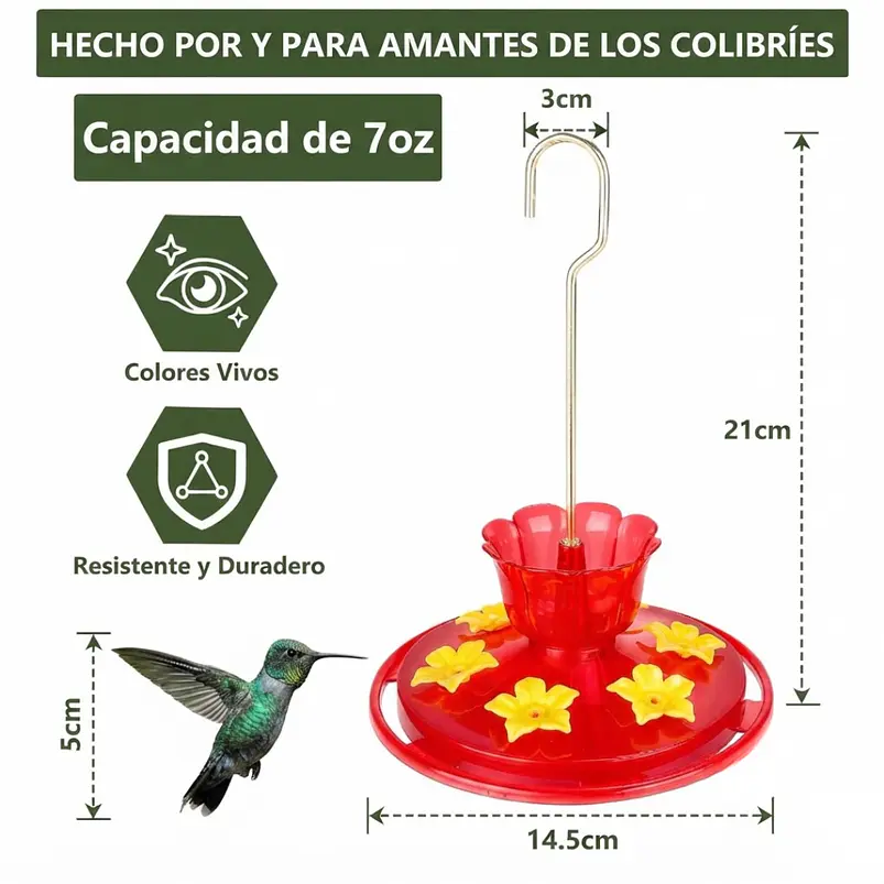 Bebedero Colibrí 200ml Colgante Plástico 6 Puertos x2 Unidades 2