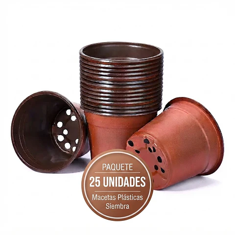 Macetas Plásticas Siembra x25 Unidades 14cm Diámetro x12cm Alto
